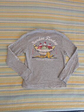 ⭐ Kids Vineyard Vines Sundae Funday ice cream gray long sleeve shirt size 6